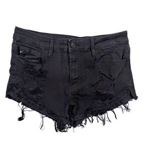 Kancan Black Distressed Denim Cutoff Frayed Hem Shorts Womens‎ Size 9 28